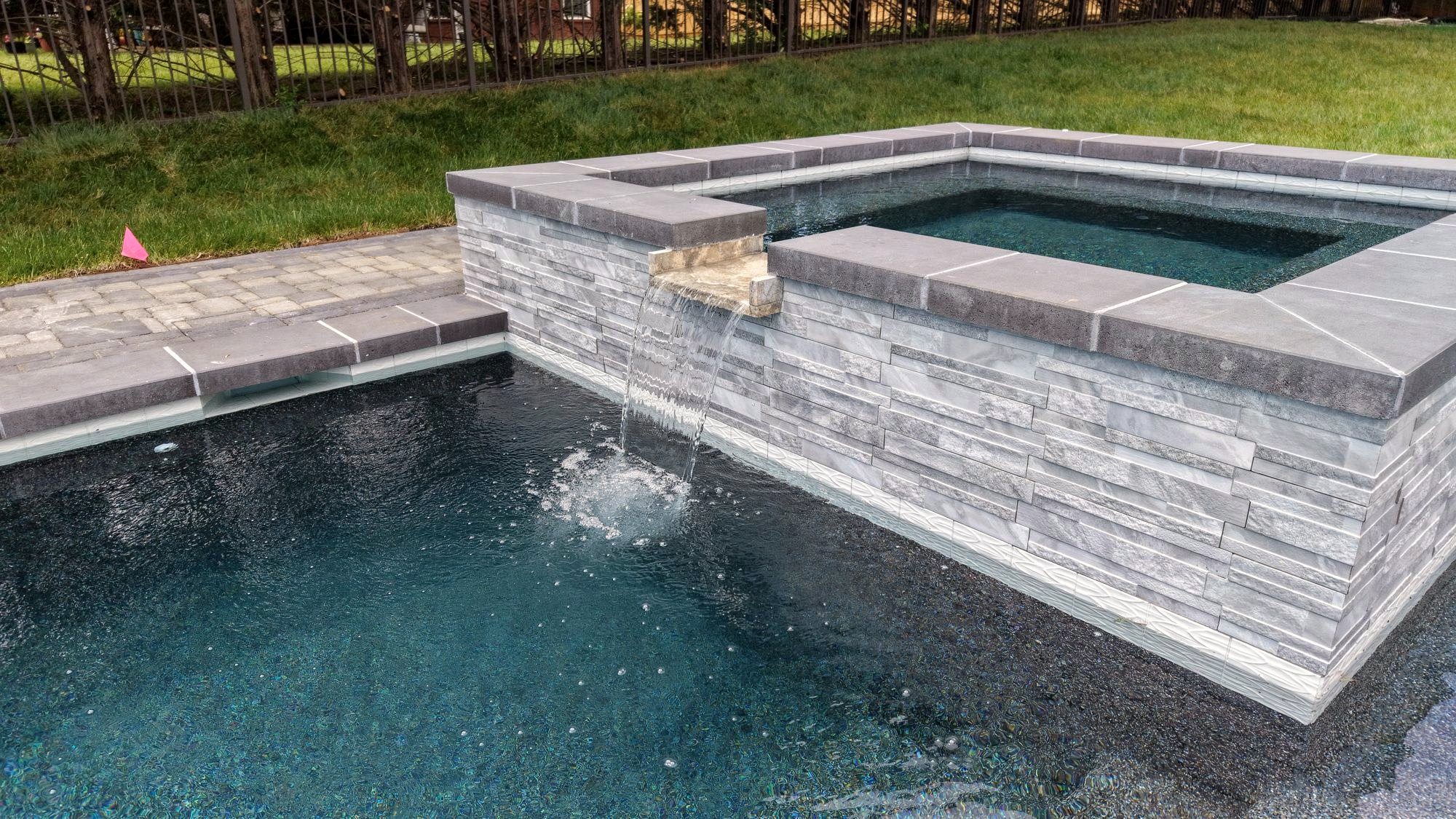Sheer descent waterfall into pool
